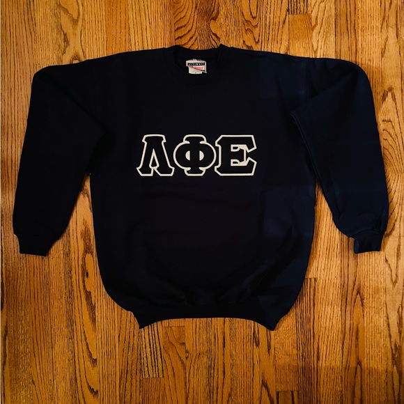 Lambda Phi Epsilon Fraternity Unisex Navy Crewneck Sweatshirt - Picture 2 of 5